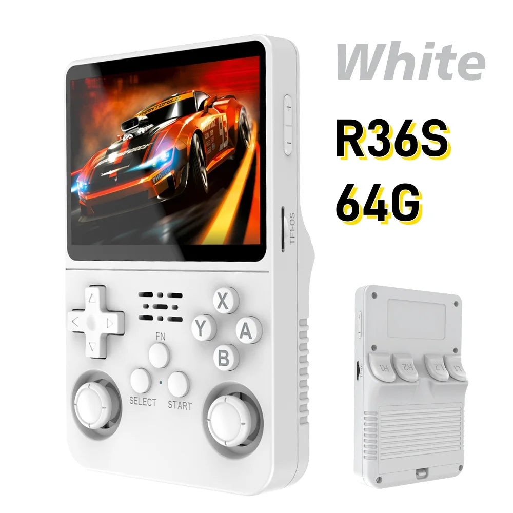 Tragbarer R36S Handheld-Spieleplayer 3,5 Zoll IPS-Display 128 GB Linux-System vorinstallierte Retro-Spiele-Taschenkonsole