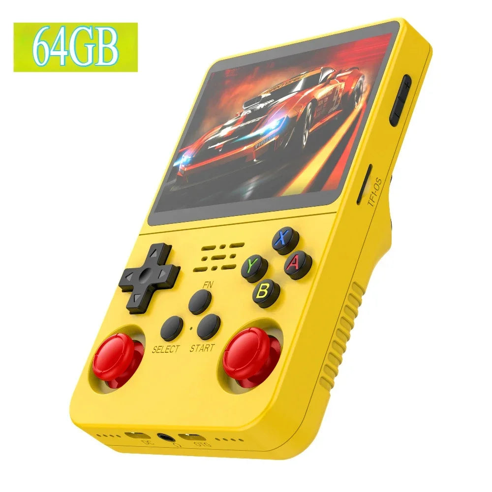 Tragbarer R36S Handheld-Spieleplayer 3,5 Zoll IPS-Display 128 GB Linux-System vorinstallierte Retro-Spiele-Taschenkonsole