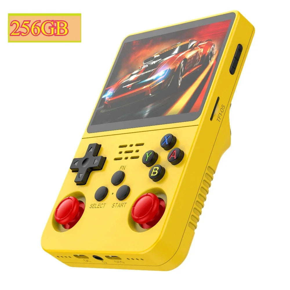 Tragbarer R36S Handheld-Spieleplayer 3,5 Zoll IPS-Display 128 GB Linux-System vorinstallierte Retro-Spiele-Taschenkonsole