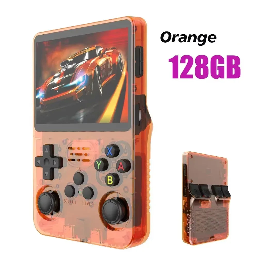 Tragbarer R36S Handheld-Spieleplayer 3,5 Zoll IPS-Display 128 GB Linux-System vorinstallierte Retro-Spiele-Taschenkonsole