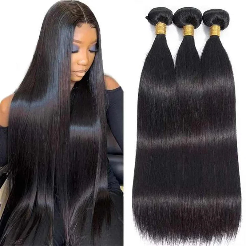 Unverarbeitetes brasilianisches Echthaar in glatter Textur, natürliche Farbe, Rohhaar-Tressen-Extensions für Frauen
