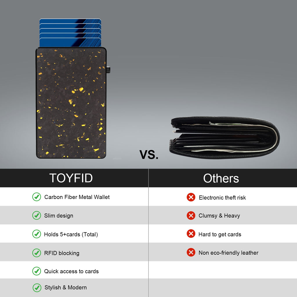 TOYFID Meilleur portefeuille homme RFID Pop Up en fibre de carbone forgée Minimaliste Amazon pour protéger les cartes de crédit