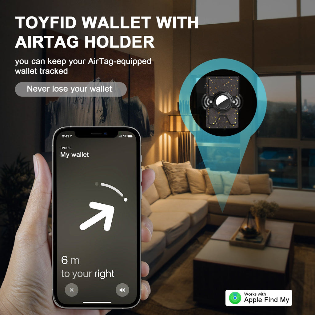 TOYFID Le meilleur portefeuille homme en fibre de carbone forgée avec support Airtag et carte d'extension