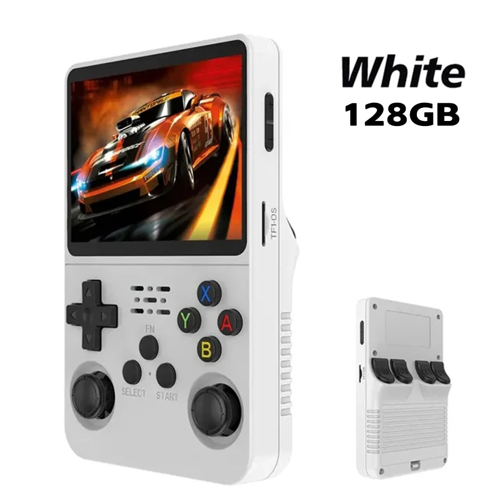 Tragbarer R36S Handheld-Spieleplayer 3,5 Zoll IPS-Display 128 GB Linux-System vorinstallierte Retro-Spiele-Taschenkonsole
