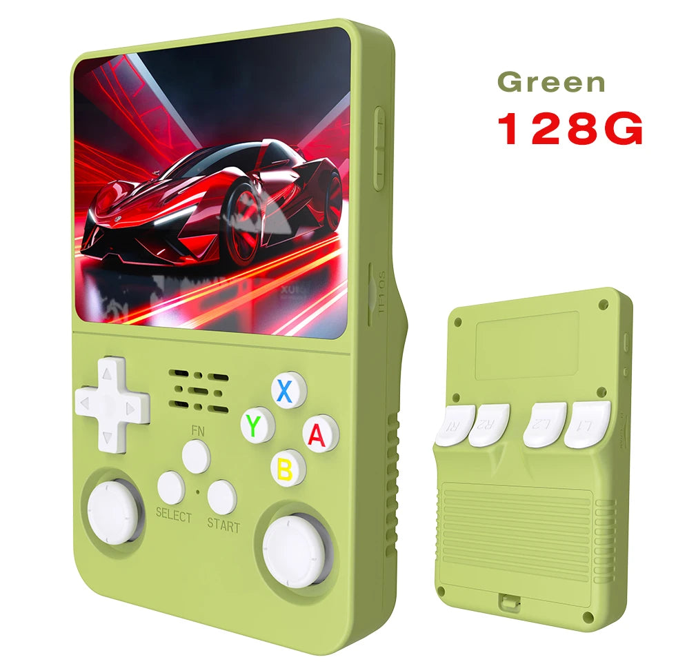 Tragbarer R36S Handheld-Spieleplayer 3,5 Zoll IPS-Display 128 GB Linux-System vorinstallierte Retro-Spiele-Taschenkonsole