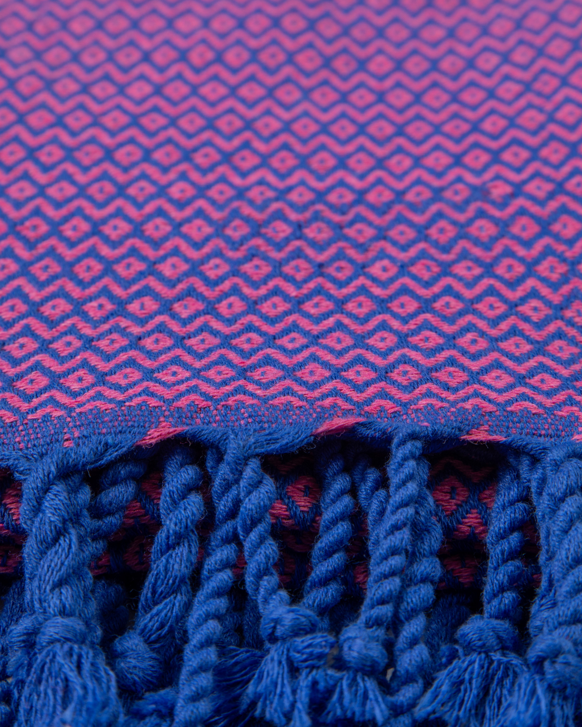 SAMOS Turkish Cotton Scarf Hammam Towel - Blue / Fuchsia