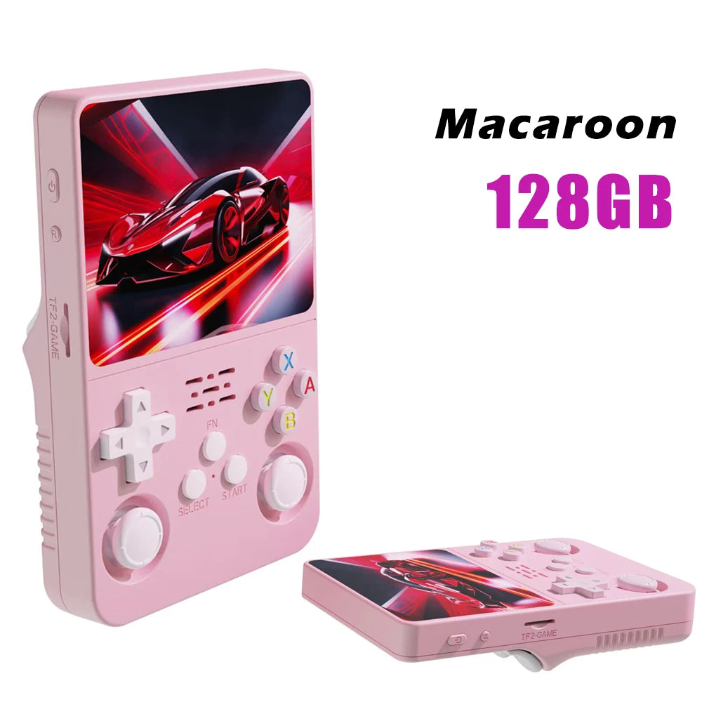 Tragbarer R36S Handheld-Spieleplayer 3,5 Zoll IPS-Display 128 GB Linux-System vorinstallierte Retro-Spiele-Taschenkonsole
