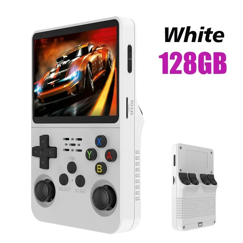 Tragbarer R36S Handheld-Spieleplayer 3,5 Zoll IPS-Display 128 GB Linux-System vorinstallierte Retro-Spiele-Taschenkonsole