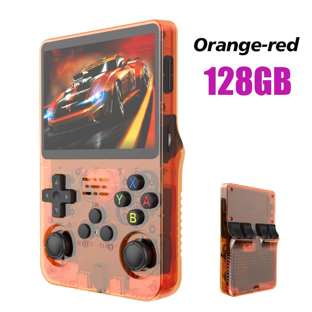Tragbarer R36S Handheld-Spieleplayer 3,5 Zoll IPS-Display 128 GB Linux-System vorinstallierte Retro-Spiele-Taschenkonsole