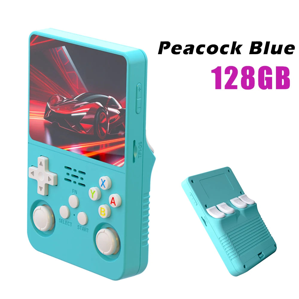 Tragbarer R36S Handheld-Spieleplayer 3,5 Zoll IPS-Display 128 GB Linux-System vorinstallierte Retro-Spiele-Taschenkonsole