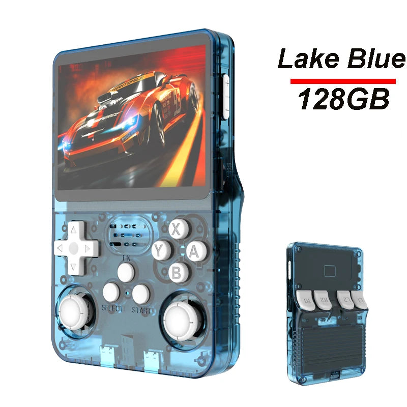 Tragbarer R36S Handheld-Spieleplayer 3,5 Zoll IPS-Display 128 GB Linux-System vorinstallierte Retro-Spiele-Taschenkonsole