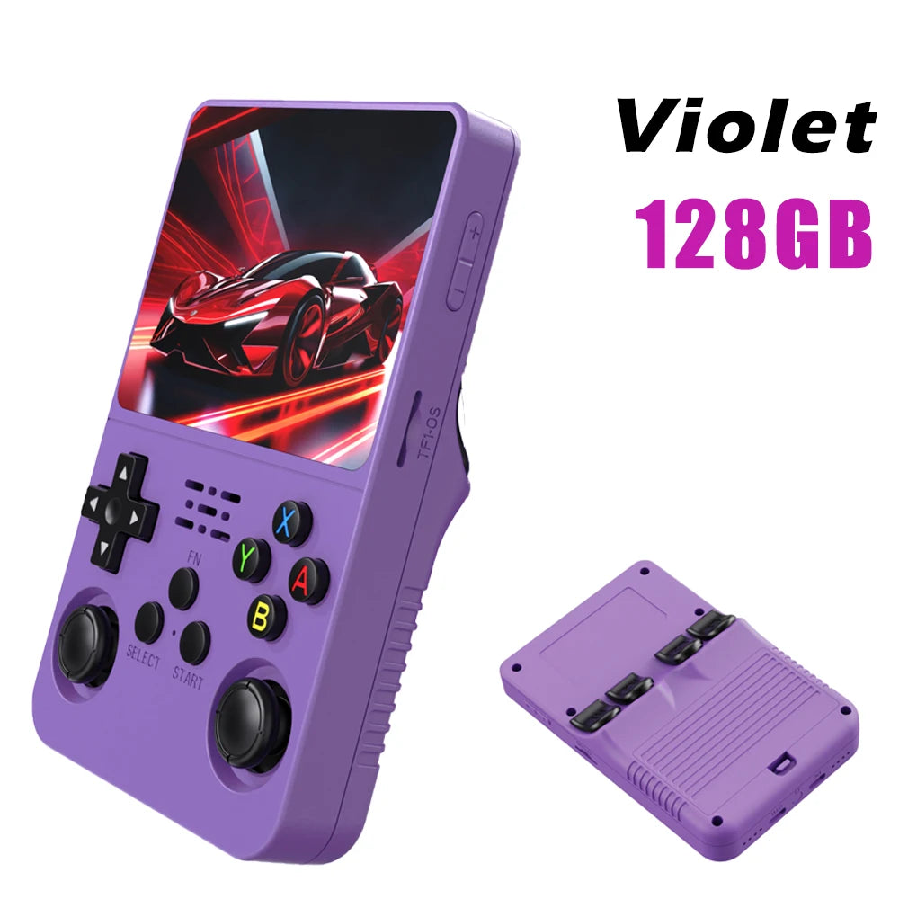 Tragbarer R36S Handheld-Spieleplayer 3,5 Zoll IPS-Display 128 GB Linux-System vorinstallierte Retro-Spiele-Taschenkonsole