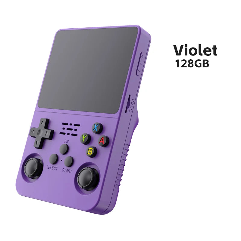 Tragbarer R36S Handheld-Spieleplayer 3,5 Zoll IPS-Display 128 GB Linux-System vorinstallierte Retro-Spiele-Taschenkonsole