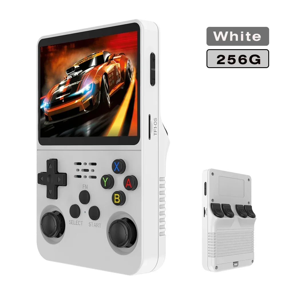 Tragbarer R36S Handheld-Spieleplayer 3,5 Zoll IPS-Display 128 GB Linux-System vorinstallierte Retro-Spiele-Taschenkonsole