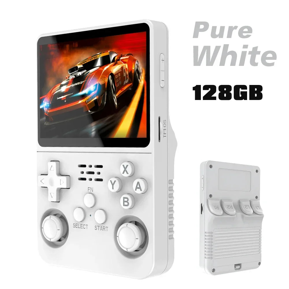 Tragbarer R36S Handheld-Spieleplayer 3,5 Zoll IPS-Display 128 GB Linux-System vorinstallierte Retro-Spiele-Taschenkonsole