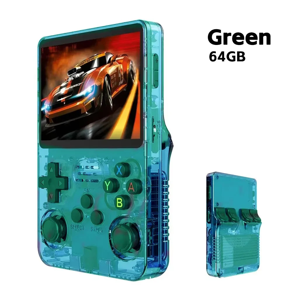 Tragbarer R36S Handheld-Spieleplayer 3,5 Zoll IPS-Display 128 GB Linux-System vorinstallierte Retro-Spiele-Taschenkonsole