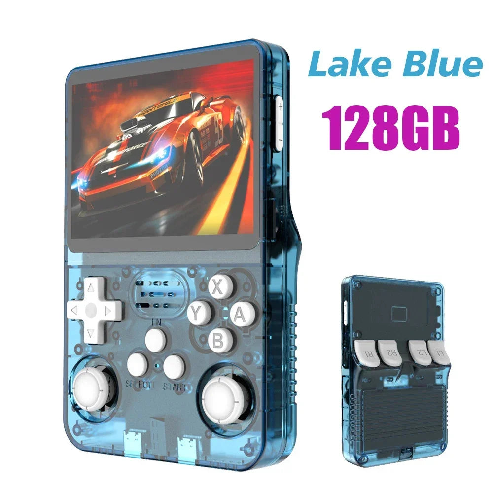 Tragbarer R36S Handheld-Spieleplayer 3,5 Zoll IPS-Display 128 GB Linux-System vorinstallierte Retro-Spiele-Taschenkonsole