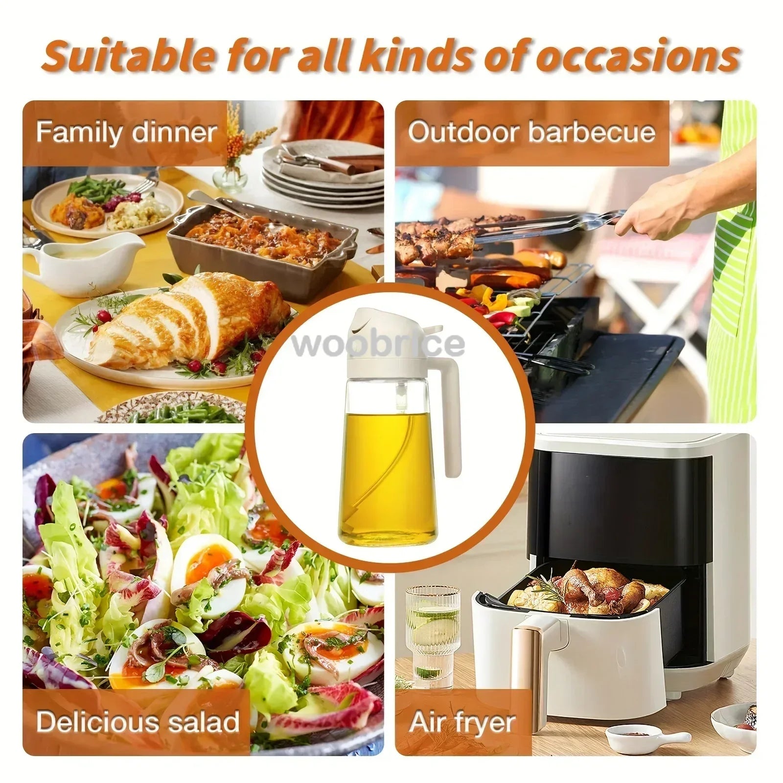Ölspray Plastik Haushalt Küche Öl Sprühflasche Zerstäubender Nebel Befüllen Kochen Dualer Gebrauch BBQ Camping Große Kapazität